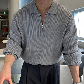 AIDASE  -  Men's Clothing POLO shirt Half Zipper Sweater Casual Long Sleeve Solid Color Sweater Spring Casual Knit Top suéteres de hombres aidase-shop